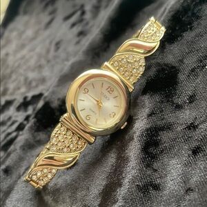 Gold Women's Watch with Crystal Accents